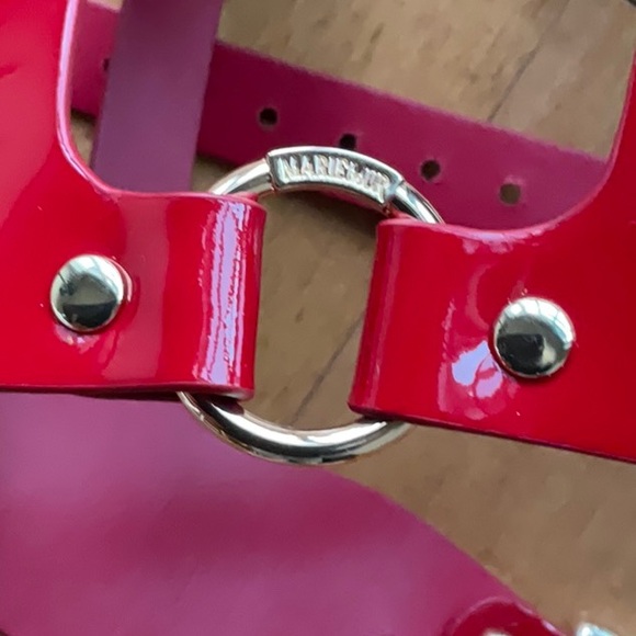 MarieMur Red leather bondage bra and panties - Picture 12 of 14